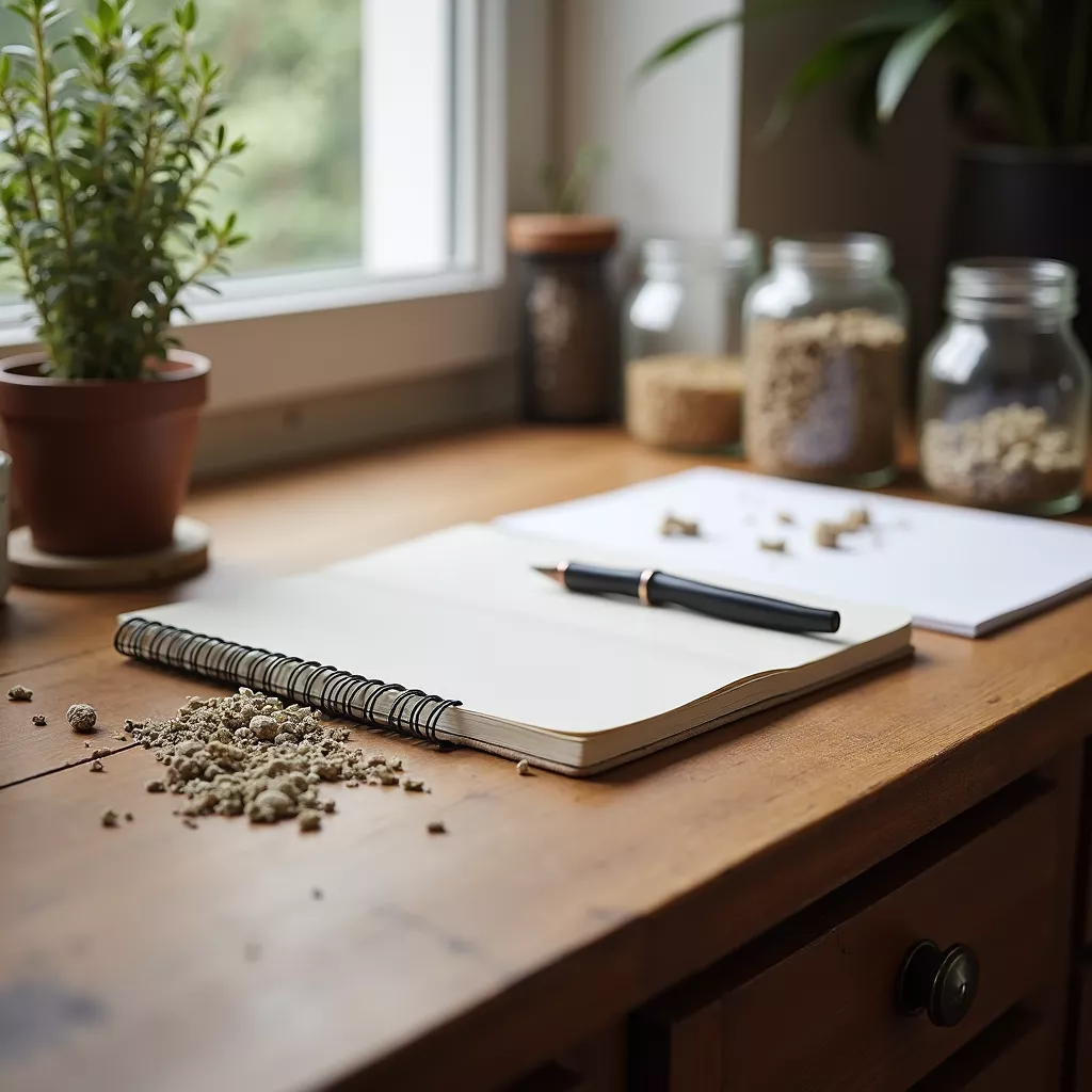 Gemüse im Glas und Notizblock